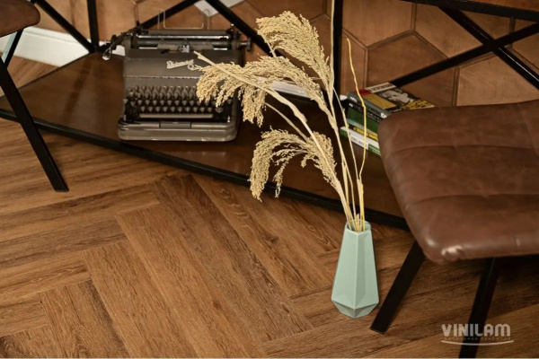 LVT Ламинат Vinilam Parquet Herringbone Glue 2.5/43 4V GD11210 Паркет Де Вилль 762x152.4