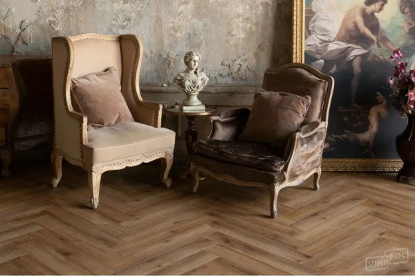 SPC Ламинат Vinilpol Herringbone 7/43 4V 9933 Паркет Франческо 762х127
