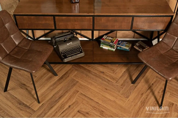 LVT Ламинат Vinilam Parquet Herringbone Glue 2.5/43 4V GD11210 Паркет Де Вилль 762x152.4