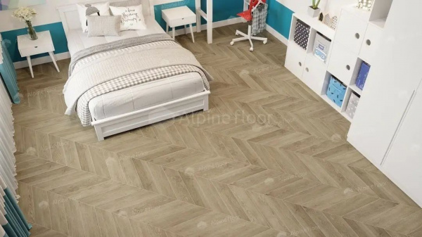 LVT Плитка Alpine Floor Chevron 2.5/43 4V ECO 20-2 Дуб Ваниль Селект 555x127