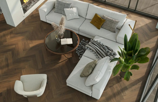 Паркетная доска Quartz Parquet  Английская Елка 33-400-29 Орех Американский 635x127x5