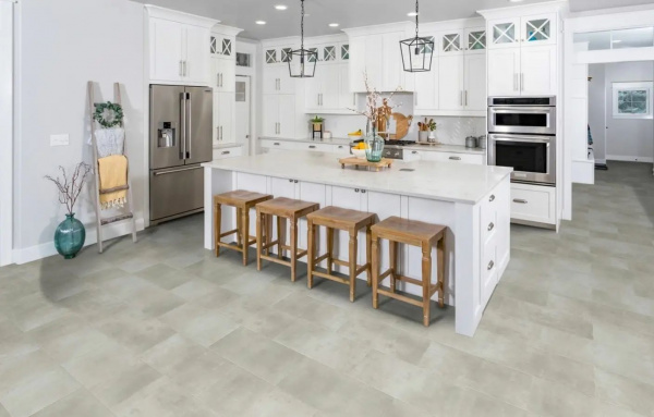 SPC Ламинат FirmFit Tiles 5/42 4V 1650 Бетон Серый 600x300