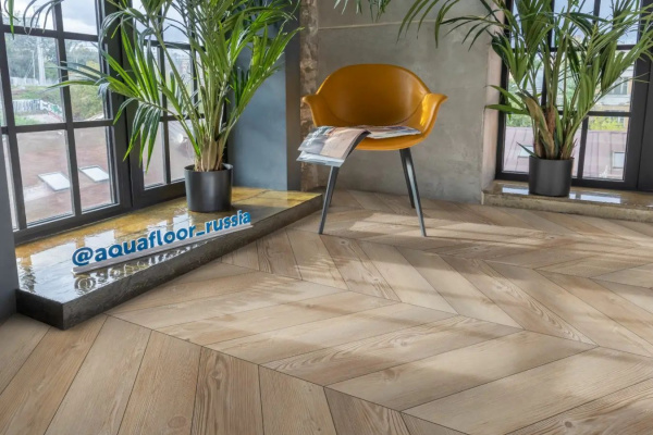 LVT Ламинат Aquafloor Parquet Chevron Glue 2.5/43 4V AF2555PGCh 553.7x130.5