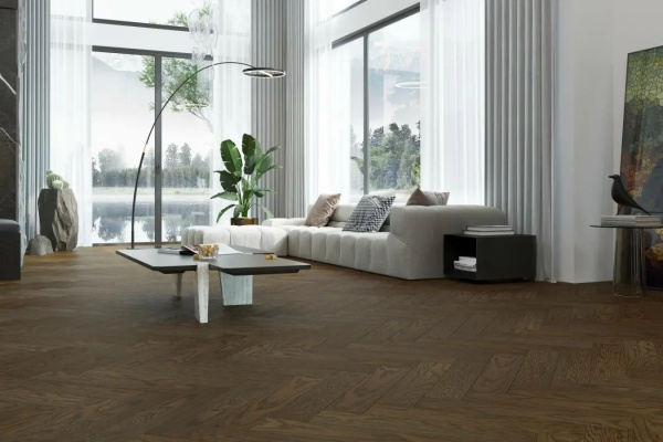 Паркетная доска Quartz Parquet  Английская Елка 33-413 Дуб Брауни 635x127x5